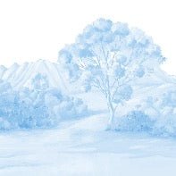 Carta da parati con paesaggio poetico blu