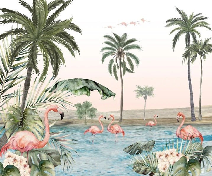 Carta da parati Oasis flamingo