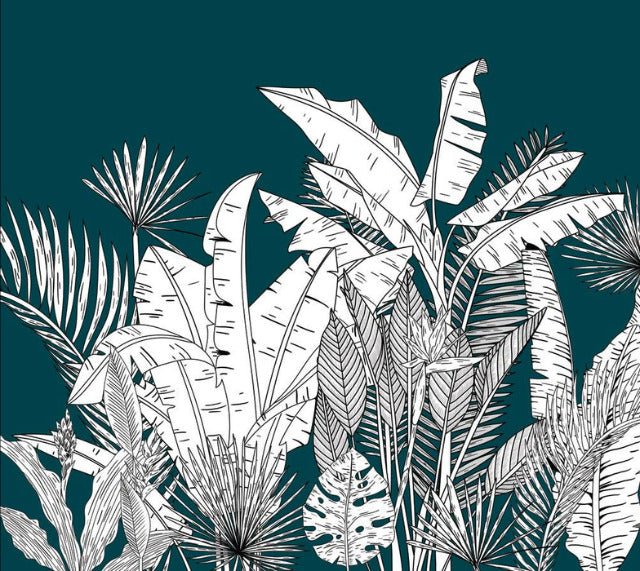 Carta da parati panoramica verde foglia botanica