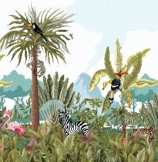 Carta da parati panoramica della giungla per bambini