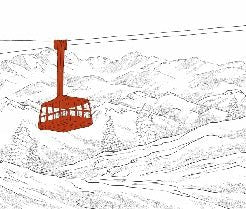 Sfondo rosso della funivia di La Plagne