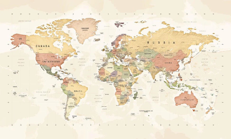 Carta da parati panoramica per l'esplorazione della mappa del mondo