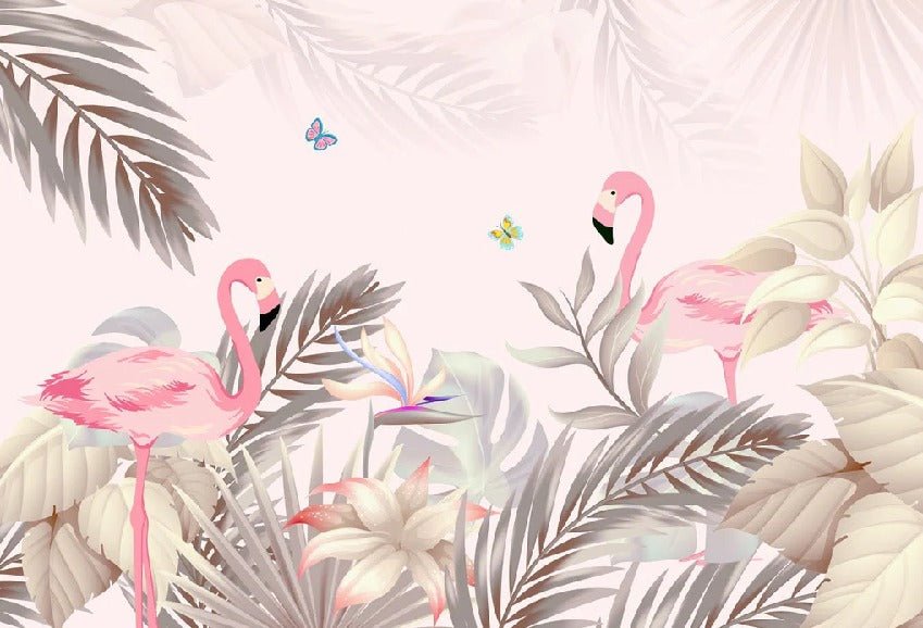 Carta da parati Palm & Pink Flamingo