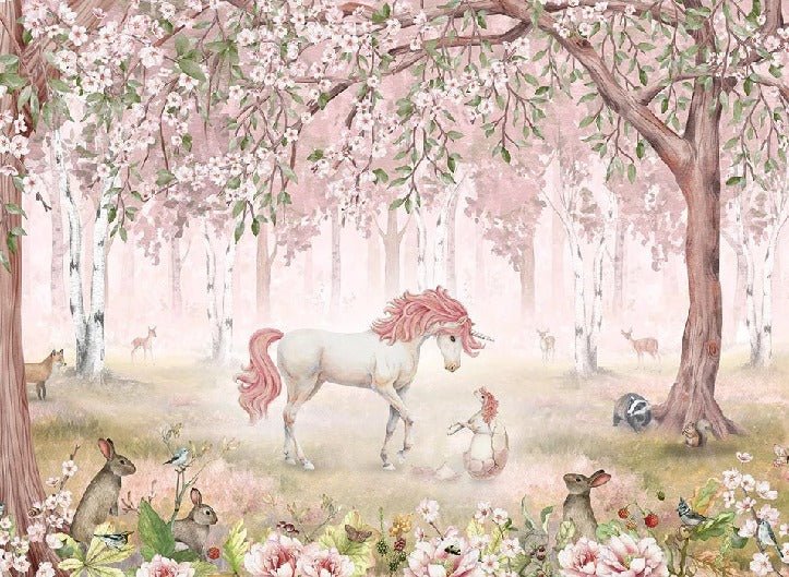 Carta da parati rosa fata unicorno