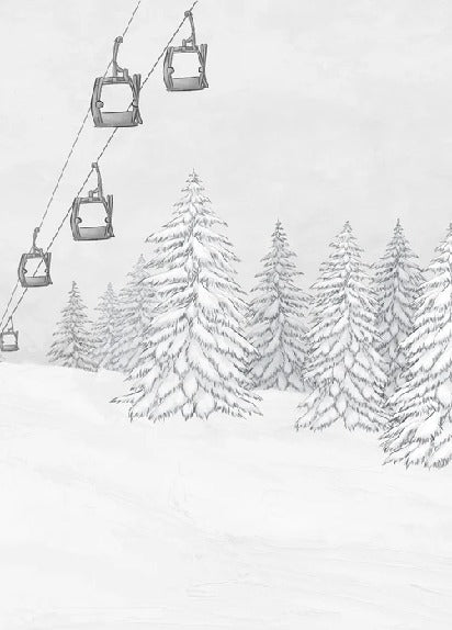 Carta da parati in bianco e nero per gondola di montagna