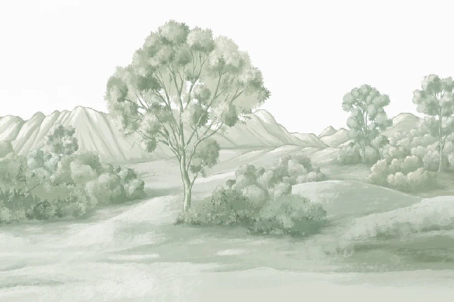 Carta da parati verde paesaggio poetico