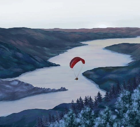 Papier peint col de la Forclaz bleu rouge, XXL, tendance