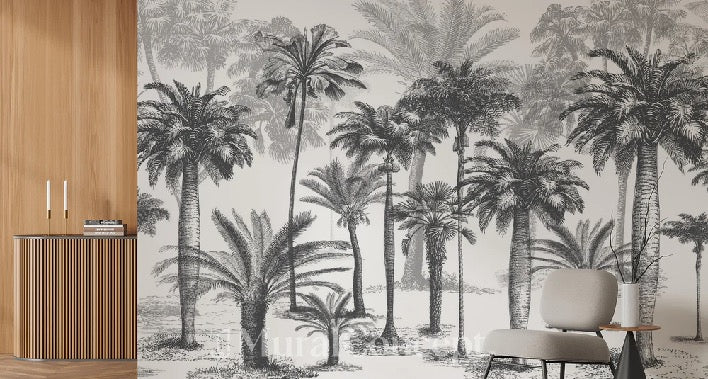 Carta da parati Jungle in bianco e nero