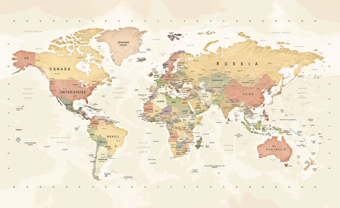 Carta da parati panoramica per l'esplorazione della mappa del mondo