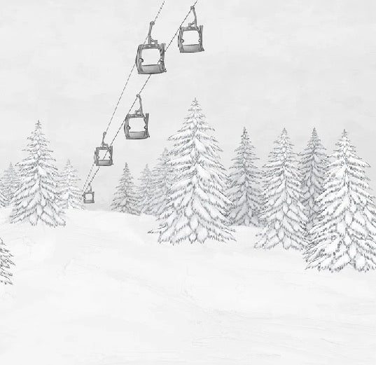 Carta da parati in bianco e nero per gondola di montagna