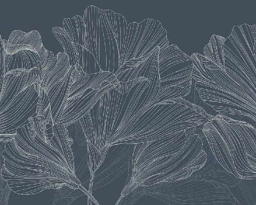 Papier peint panoramique valse des fleurs bleu, XXL, tendance