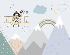 Carta da parati scandinava blu per bambini