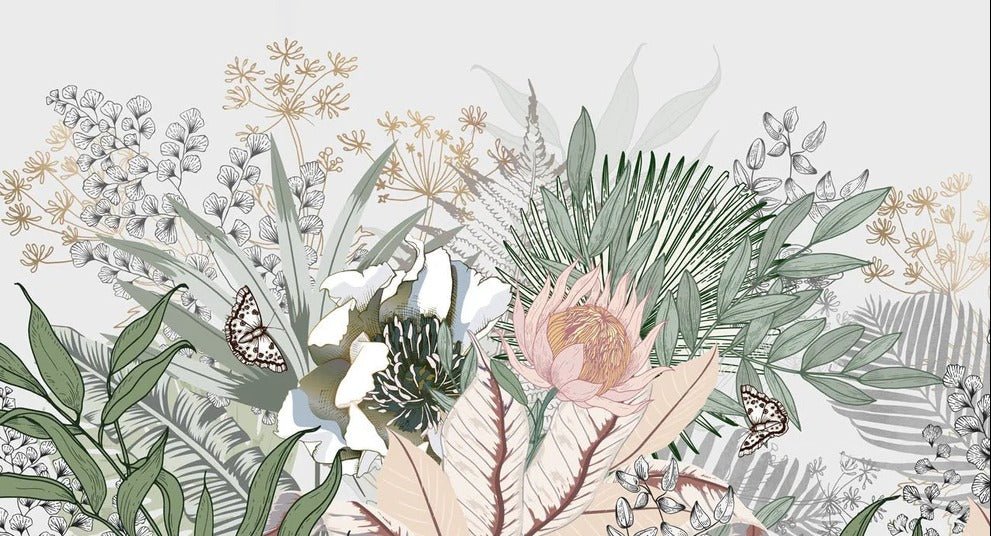 Carta da parati panoramica floreale botanica