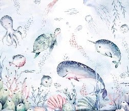 Sfondo con balene dell'oceano da favola