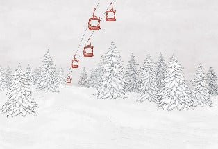 Carta da parati rossa per gondola di montagna