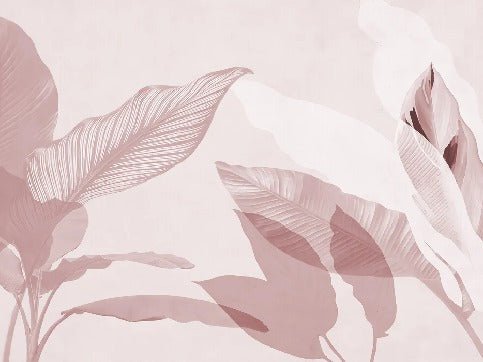 Papier peint feuillage moderne bordeau