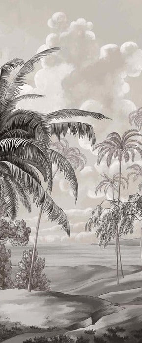 Papier peint paysage Célèbes noir et blanc, XXL, tendance