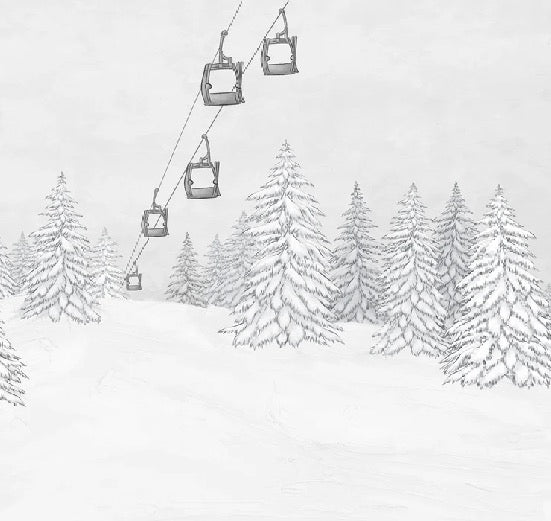 Carta da parati in bianco e nero per gondola di montagna