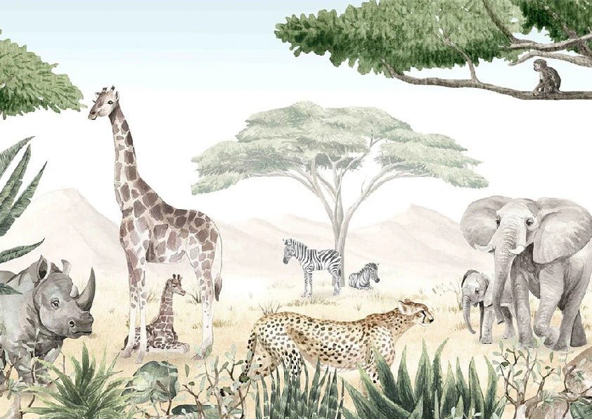Carta da parati della savana per bambini