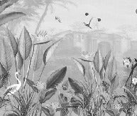 Carta da parati tropicale in bianco e nero