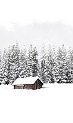 Papier peint panoramique chalet en montagne, XXL, tendance