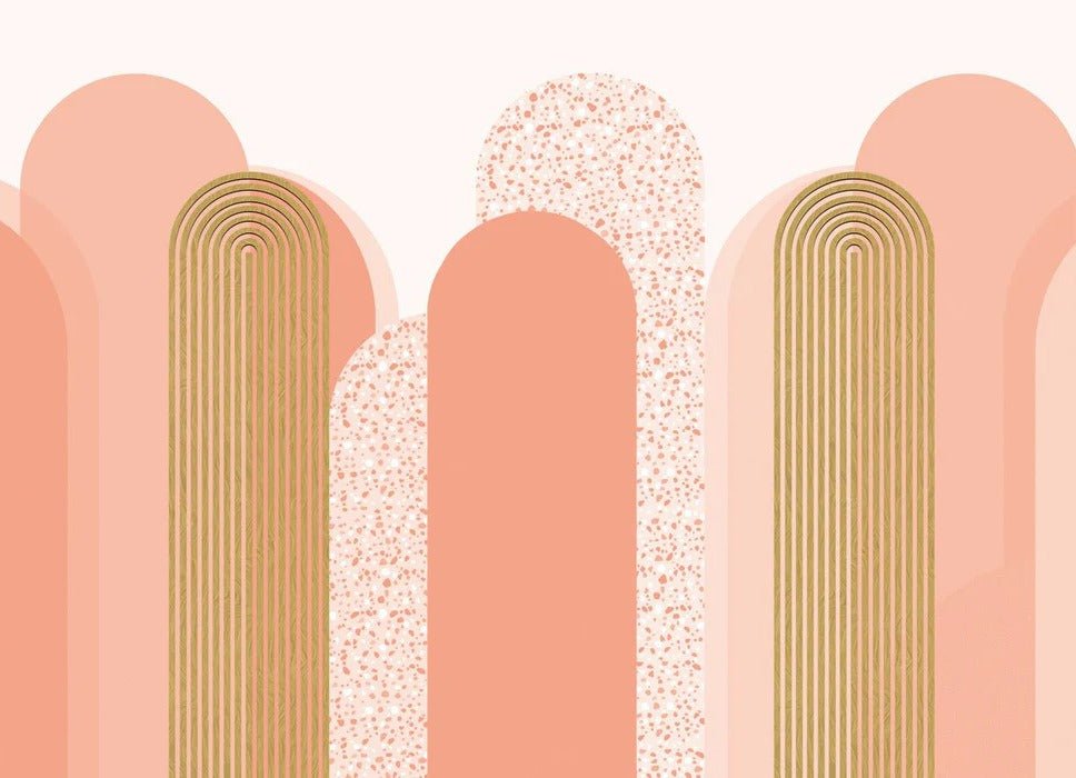 Carta da parati grafica art déco in rosa