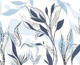 Carta da parati grafica blu con fiori