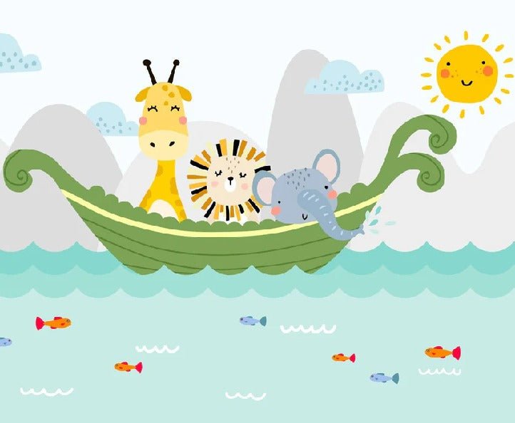 Carta da parati per la cameretta dei bambini animali da barca