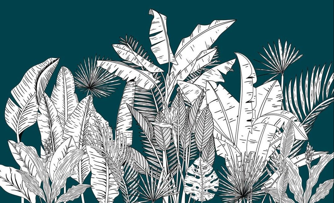 Carta da parati panoramica verde foglia botanica