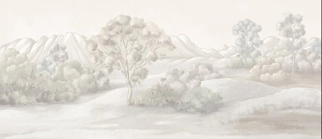Poetica carta da parati del paesaggio seppia