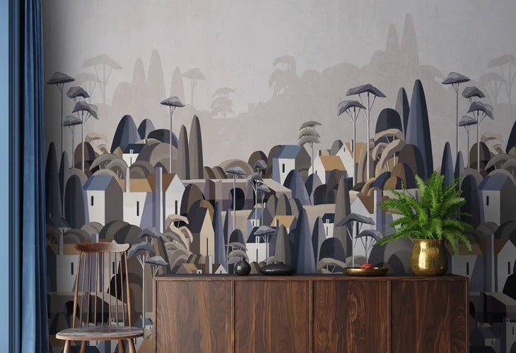 Papier peint village maisons exotiques, XXL, tendance