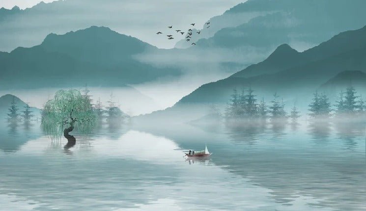 Sfondo tra montagna e lago