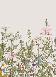 Carta da parati romantica con fiori botanici