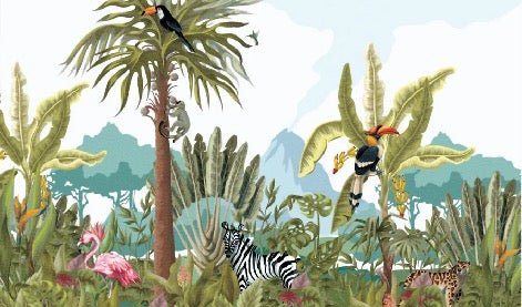 Carta da parati panoramica della giungla per bambini