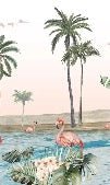 Carta da parati Oasis flamingo