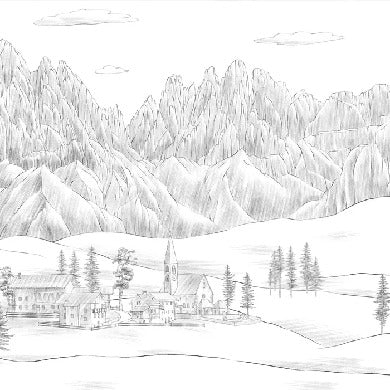 Dolomiti paesaggio italiano carta da parati bianco nero