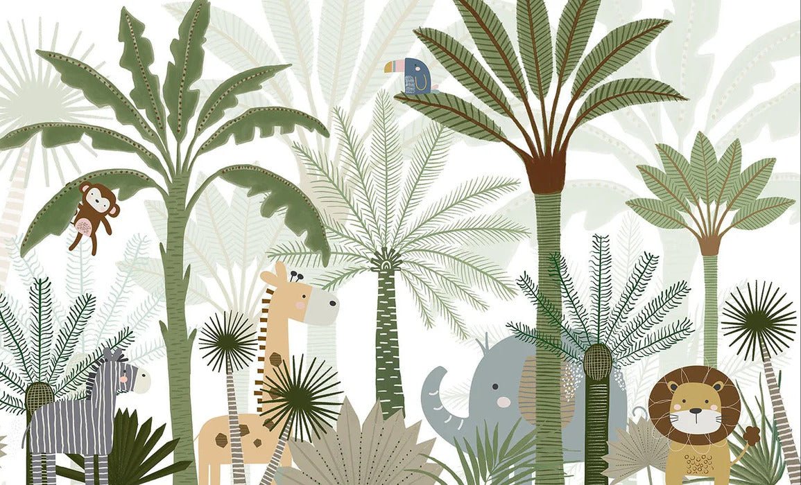 Deliziosa carta da parati per bambini della savana