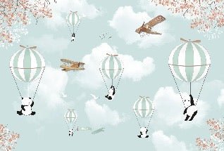 Panda in mongolfiera wallpaper