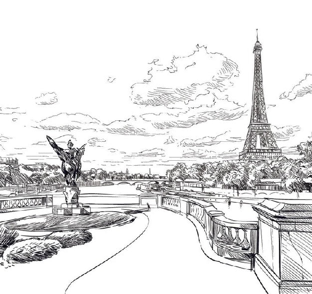Papier peint pont Bir Hakeim vue tour Eiffel, XXL, tendance