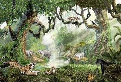 Papier peint enfant jungle secrète, XXL, tendance