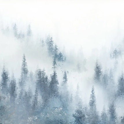 Carta da parati acquerellata blu nebbia di abete
