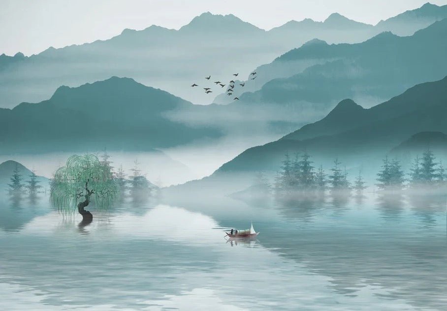 Sfondo tra montagna e lago