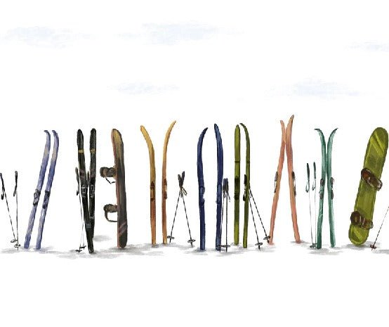Papier peint panoramique skis colorés