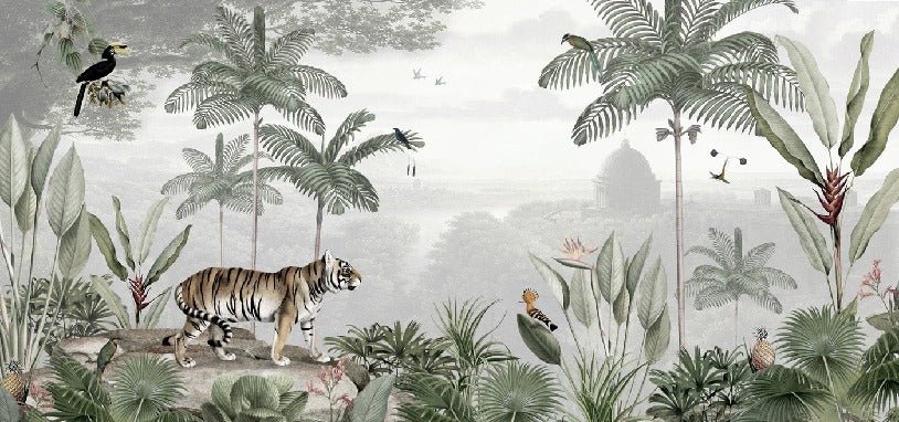 Carta da parati della giungla felina