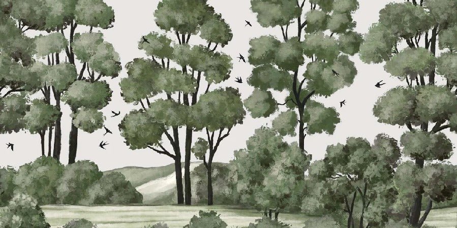 Papier peint paysage rivière forêt vert, XXL, tendance