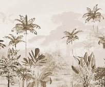 Carta da parati panoramica della giungla eden seppia