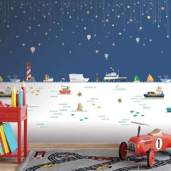 Carta da parati per bambini mare barca oceano