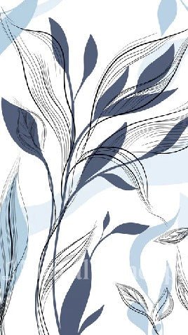 Carta da parati grafica blu con fiori
