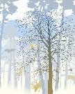 Carta da parati natura foresta blu e freschezza dell'alba
