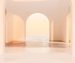 Carta da parati panoramica con arco al tramonto